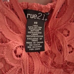 Rue21 XS Lace Top Dress in Warm Coral